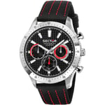 Watch Sector 270 R3251578011 Multifunction Black Leather Red Man Woman 45 MM