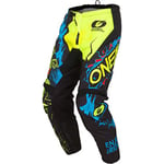O'NEAL | Pantalon de motocross | MX Enduro |Liberté de mouvement exceptionnelle, Rembourrage en caoutchouc pour une protection supplémentaire | Pants Element Villain | Adultes | Jaune fluo | Taille 34