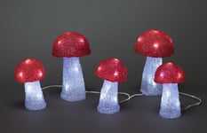 Garden Christmas Lights Decoration Mushrooms LED Indoor Outdoor Acrylic Red  x5