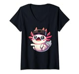 Womens Cute Axolotl Gamer Axolotl Kawaii Axolotl Anime VR Video gam V-Neck T-Shirt