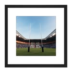 Serer Rugby Goal Posts World Cup Stadium Sport Photo 8X8 Inch Square Wooden Framed Wall Art Print Picture with Mount