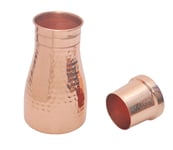 Hammered Copper Water Bottle Copper Sugar Pot Vintage Modern Design, Enjoy The Health Benefits Immediately an Ayurvedic Copper Vessel - Traveller's Pure Copper Water Bottle 900 ML (Design-2)
