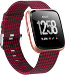 Simpleas compatible with Fitbit Versa Strap, Canvas Replacement Wrist Watch Straps for Women Men (Black and Red)