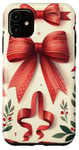 Coque pour iPhone 11 Retro Aesthetic Red Ribbons and Bows in Watercolor