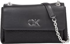 Calvin Klein Women RE-LOCK CONV SHOULDER BAG_JQC, Ck Black Mono Jacquard, One Size