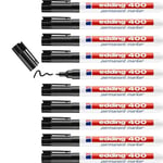 edding 400 permanent marker - black - 10 pens - fine round tip 1 mm - waterproof