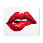 Sexy Red Biting Lips Rectangle Non Slip Rubber Mouse Pad Gaming Mousepad Mat for Office Home Woman Man Employee Boss Work with Designs