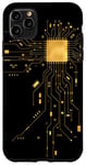 Coque pour iPhone 11 Pro Max CPU Cœur Processeur Circuit imprimé IA Doré Geek Gamer Heart