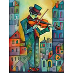 Artery8 Fiddler On The Roof Folk Art Watercolour Painting Extra Large XL Wall Art Poster Print