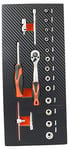 Fischer Darex 810901 Module de rangement comprenant clé à cliquet 1/4", douilles 1/4'' et accessoires 1/4", Noir