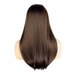 Ladies 3/4 Half Wig Brown/Dark Auburn Highlights Straight 22" Synthetic Hair