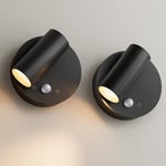 K-Bright 2 Applique Murale Intérieure aluminium, Lampe Murale Sans Fil Rechargeable USB, Réglage de La Luminosité Applique Murale Sans Fil Chambre, Lampe de Chevet Murale Tactile, Liseuse murale,Noir