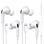 (2 Pack) In Ear Headphones for iPhone, with Mic and Volume Control Noise Isolating HiFi Stereo Earbuds Bluetooth Earphone Compatible with iPhone 12 Pro Max/12 Mini/11 Pro Max/SE/X/XS/XR/8/7 -white