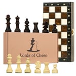 Shakkipeli magneettinen shakkilauta puu 27x27 cm - Shakkilautasetti matkashakki taitettava shakkinappuloilla