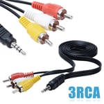 Laptop Speaker Audio Video AUX Cable 3.5mm Jack to 3 RCA Adapter Wire AV Cable
