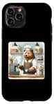 Coque pour iPhone 11 Pro Bear As Barista In Cozy Shop. Machine à expresso pour café latte