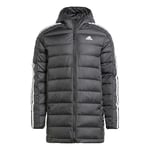 adidas Men's Essentials 3S Light Down Hooded Down Jacket,Team Navy Blue 2/White