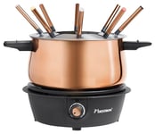 Bestron appareil a fondue, fondue électrique pour 8 personnes, avec 8 fourchettes à fondue et thermostat continu, incl. Protection contre les éclaboussures, couleur: Cuivre