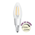 Osram dim to warm LED kronljus GlowDim 2700-2200K 470lm E14 4,5W 4058075435490