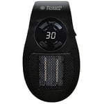 Russell Hobbs 500W Ceramic Plug Heater, Electric Heater Adjustable thermostat, 12 Hour Timer & LED Display, 2 Fan Speeds, 2 Year Guarantee, Black, RHPH2001B
