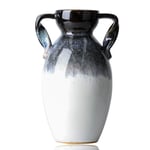 TERESA'S COLLECTIONS Grey White Vase for Flowers, Reactive Glazed Stoneware Vase for Home Decor, Decorative Modern Ceramic Vase for Living Room, Bedroom and Mantel, 26.5cm Tall