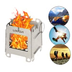 Stainless Steel Folding Wood Stove Outdoor Camping Cooking Picnic Stove g T9B6