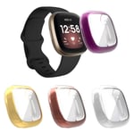 FunBand Compatible with Fitbit Versa 3/Fitbit Sense Protective Case, TPU Screen Protector Rugged Cover Full-Cover Scratch-Proof All Around Bumper Shell for Fitbit Versa 3/Fitbit Sense Smartwatch