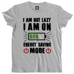 Teetown - T Shirt Homme - I'm Not Lazy - Funny Saying Fun Sloth Battery Energy Saving Power - 100% Coton Bio