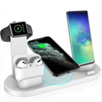 6 in 1 Wireless Charging Station, 360° Rotatable Charging Dock for Apple/Micro/Type C Phones/Airpods, Qi Wireless Charging for iPhone 8/9/10/11 Series/12 Series/Samsung, Stand for iWatch
