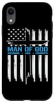 Coque pour iPhone XR Man Of God Croix Drapeau Américain Jésus Chrétien