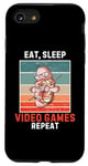 Coque pour iPhone SE (2020) / 7 / 8 Les jeux vidéo Bacon Eat, Sleep Reprennent les jeux vidéo vintage