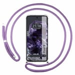 Tumundosmartphone Étui pendentif transparent pour Google Pixel 8 5G avec cordon violet