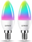 LVWIT E14 Smart Candle Bulb Screw, 5W WiFi RGB 2 Count (Pack of 1)