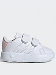 adidas Sportswear Infant Girls Advantage Trainers - White/Pink, White/Pink, Size 9 Younger