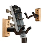 String Swing Guitar Hanger - Holder for Electric Acoustic and Bass Guitars - Stand Accessories Home or Studio Wall - Musical Instruments Safe Without Hard Cases - Oak Hardwood CC01K-O 2-Pack