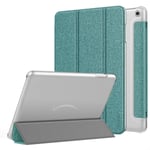 MoKo Case Compatible with All-New Kindle Fire HD 8 Tablet and Fire HD 8 Plus Tablet (10th Generation, 2020 Release), Smart Shell Stand Cover with Translucent Frosted Back - Denim Green