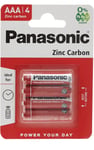 4 x Panasonic AAA 1.5V Zinc-Carbon Batteries LR3 MX2400 MN2400 HR03 R3