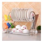 St@llion 2 Tier Dish Drainer 18 inch Rack Holder Durable for Cutlery and Kitchen Accessories (Chrome).