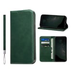 Huping Pixel 5 Case, Wallet Case with Card Holder [wrist strap] Leather Shockproof Flip Cover For Google Pixel 5 - Green