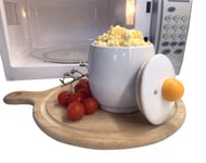 Microwave Egg Poacher Cooker- Perfect Scrambled and Poached Eggs - White Ceramic