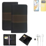 Phone Case + earphones for Xiaomi Poco C40 Wallet Cover Bookstyle protective