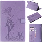 DodoBuy Samsung Galaxy Tab A 8" 2019 P200/205 Wallet Case Emboss Girl Pattern PU Leather Magnetic Flip Cover Pouch Stand with Card/Cash Slots Holster for Samsung Galaxy Tab A 8" 2019 P200/205 -Purple