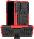 PIXFAB For Samsung Galaxy S20 FE Shockproof Case, Hybrid [Tough] Rugged Armor Protective Cover, Phone Case Cover With Built-in [Kickstand] For Samsung Galaxy S20FE (4G/5G) - Red