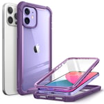 i-Blason Ares Case for iPhone 12, iPhone 12 Pro 6.1 Inch (2020 Release), Dual Layer Rugged Clear Bumper Case with Built-in Screen Protector (Purple)
