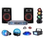 Pack 5 jeux de lumière + paire d'enceinte + ampli
