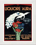 Lumartos, Vintage Poster Liquore Aura Contemporary Home Decor Wall Art Print, White Frame, A3 Size
