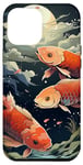Coque pour iPhone 13 Pro Max Graphique coloré avec fleurs Koi Moon River