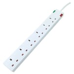 6 Gang Surge Protected Extension Lead with Neon Indicator In White (Length 2M)