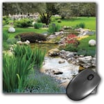 Mouse Pad Gaming Functional Country Decor Thick Waterproof Desktop Mouse Mat Garden and Pond in Asian Flowing Stream Wild Flowers Bushes Stones Landscape Non-slip Rubber Base