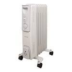 Benross 42690 Portable 7 Fin Oil Filled Radiator/Adjustable Thermostat/Automatic Overheat Protection/Cool Touch Carry Handle / 1500W / White